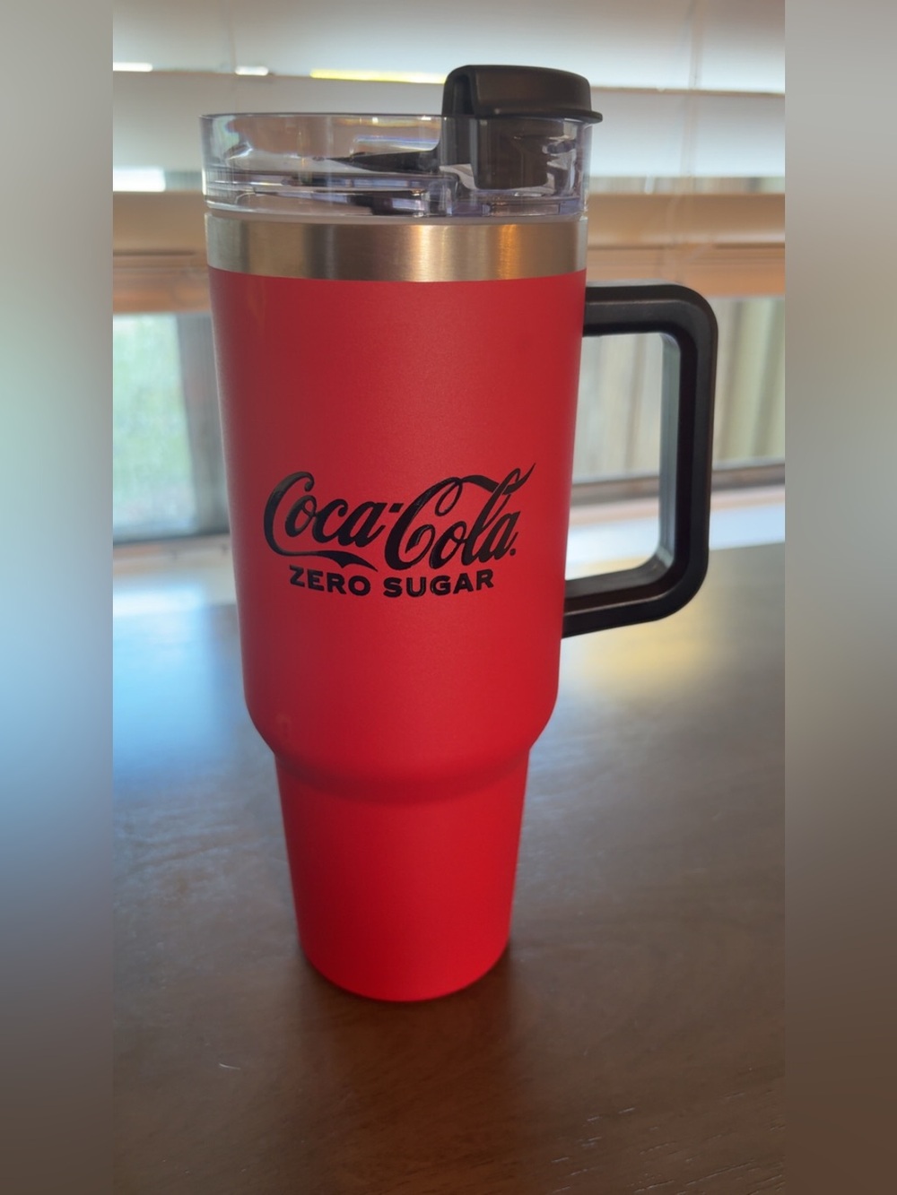Coca-Cola Red Travel Mug with Black Logo and Handle
